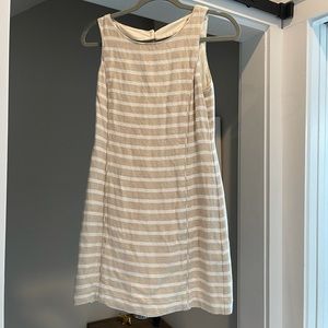 White and Tan Striped Dress